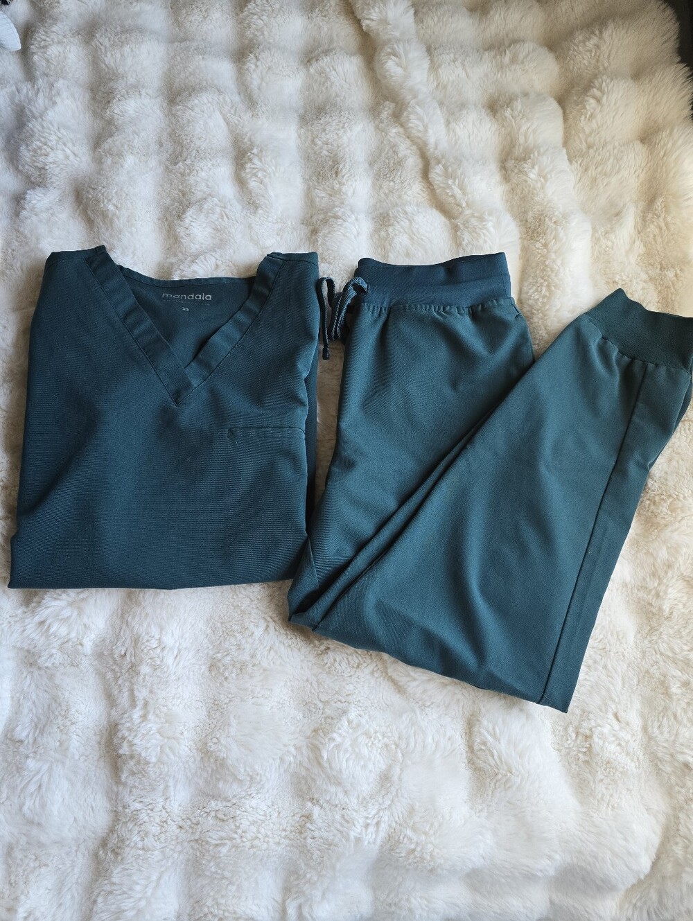 Mandala Women's Scrub Top & Pants Set Caribbean Blue